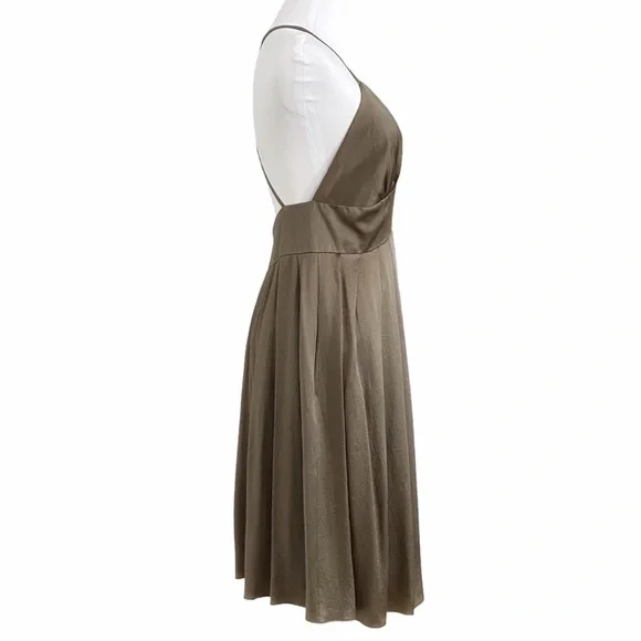 HELEN WANG VINTAGE BRIANNA SHIMMER OLIVE GREEN BRONZE SLEEVELESS MINI DRESS - Picture 2 of 8